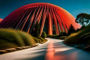 un rojo Hazme con un largo exposición. generado por ai foto