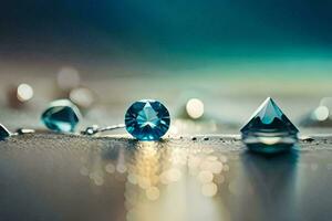 blue diamond jewelry on a table. AI-Generated photo