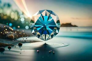 a diamond is reflected in the water. AI-Generated photo