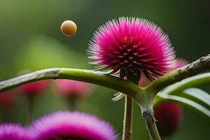 a pink flower with a seed in the middle. AI-Generated photo