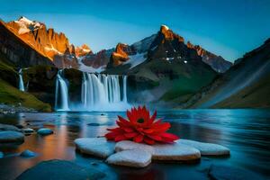 el rojo flor en el agua. generado por ai foto