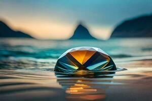 un diamante pelota en el agua. generado por ai foto