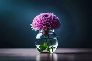 photo wallpaper flower, the dark, purple, flower, water, vase, water, flower. AI-Generated