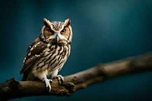 an owl is sitting on a branch. AI-Generated photo