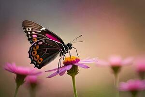mariposa, rosa, flor, naturaleza, naturaleza, mariposa, naturaleza, naturaleza, naturaleza. generado por ai foto