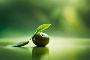 olive on a green background. AI-Generated photo