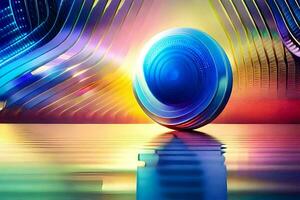 a colorful abstract background with a spinning object. AI-Generated photo