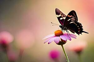 mariposa, flor, rosa, púrpura, flor, naturaleza, naturaleza fondo de pantalla, naturaleza fondo de pantalla. generado por ai foto