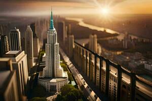 the empire state building is seen from above. AI-Generated photo