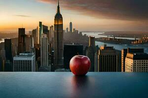 the apple in the city. AI-Generated photo