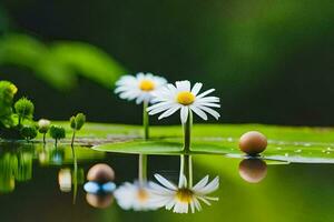 photo wallpaper water, the lily, the daisy, the egg, the eggshell,. AI-Generated
