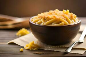 macaroni and cheese in a bowl. AI-Generated photo