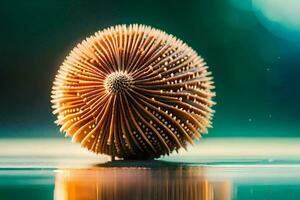 a ball of wood with spikes on top. AI-Generated photo
