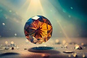 a diamond is shown in the middle of a field. AI-Generated photo