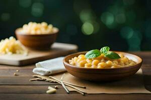 macaroni and cheese in a bowl. AI-Generated photo