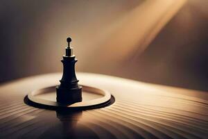 a chess piece on top of a wooden table. AI-Generated photo