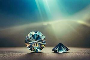 two diamonds on a table. AI-Generated photo