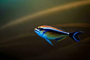 a fish with a bright blue and orange color. AI-Generated photo