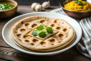 indian flatbreads on a plate. AI-Generated photo