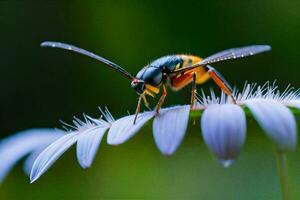 a wasp on a flower. AI-Generated photo