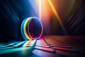a colorful ring on a keyboard. AI-Generated photo