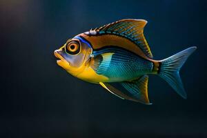 a fish with blue and yellow stripes. AI-Generated photo