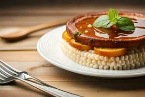 a plate with a dish of food on it. AI-Generated photo