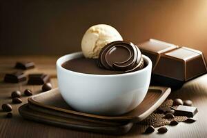 chocolate and coffee in a cup. AI-Generated photo