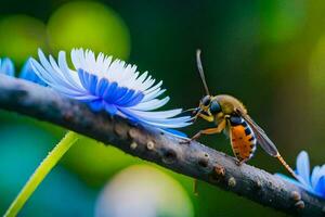 a wasp on a flower. AI-Generated photo