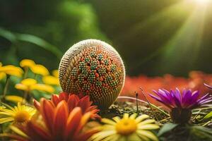 photo wallpaper flowers, the sun, spring, the garden, the flowers, the sun, the. AI-Generated