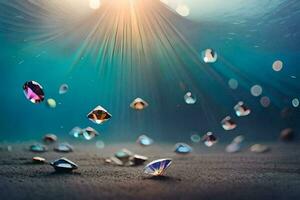 diamonds floating in the ocean. AI-Generated photo