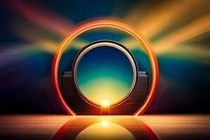a futuristic light ring in the shape of an o. AI-Generated photo