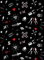 a black and white pattern with various signs and symbols vector
