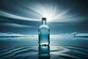 message in a bottle, water, moon, light, reflection, water, moon, reflection,. AI-Generated photo