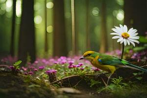 photo wallpaper the flower, bird, forest, flower, bird, bird, bird, bird,. AI-Generated