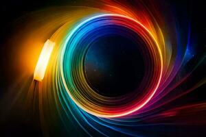 a colorful light ring in space. AI-Generated photo