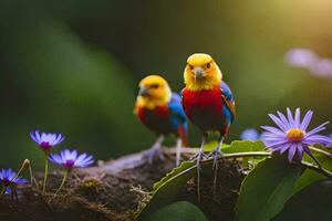 foto fondo de pantalla aves, el sol, flores, el aves, el sol, flores, el aves. generado por ai