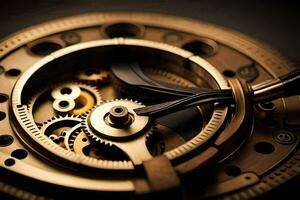 close up of a watch with gears. AI-Generated photo