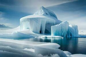 un iceberg en el medio de un lago. generado por ai foto