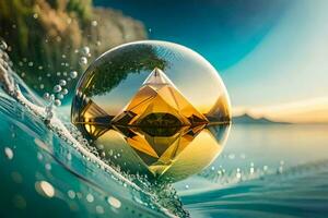 a ball with a pyramid on top of it. AI-Generated photo