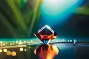 a diamond is sitting on top of a pond. AI-Generated photo