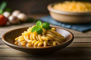 macaroni and cheese in a bowl. AI-Generated photo