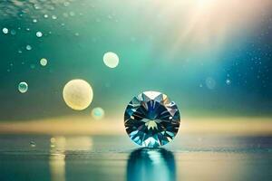 a diamond is shown in the middle of a water surface. AI-Generated photo