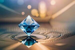 un diamante es reflejado en agua. generado por ai foto