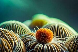 a close up of a bunch of sea urchins. AI-Generated photo