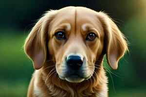 a close up of a golden retriever dog. AI-Generated photo