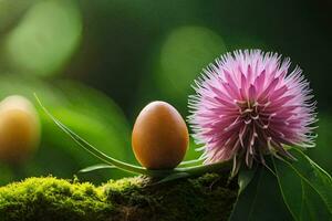 eggs on a flower. AI-Generated photo