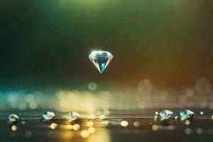 a diamond floating in the water. AI-Generated photo