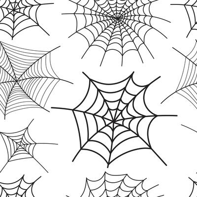 Seamless pattern with spider web. Halloween decoration. Spiders, horror, fear and creepy cartoon art concept.