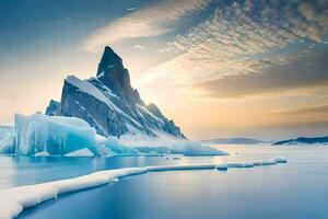 a large iceberg floats in the water. AI-Generated photo